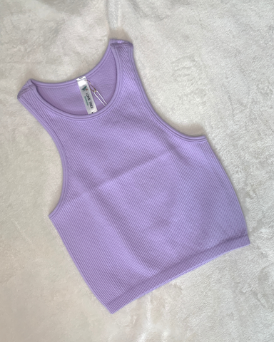 Lovely Knit Cropped Tank Top - Lavender