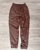 So Sophisticated Leather Jogger - Dark Brown